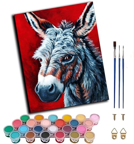 CAOGUANYU Pintar por Numeros para Adultos,Acuarela artística de un burro 40x50cm Pintura Números con Pinceles y Pinturas DIY Pintura al óleo Decoraciones para el Hogar Regalo，sin marco