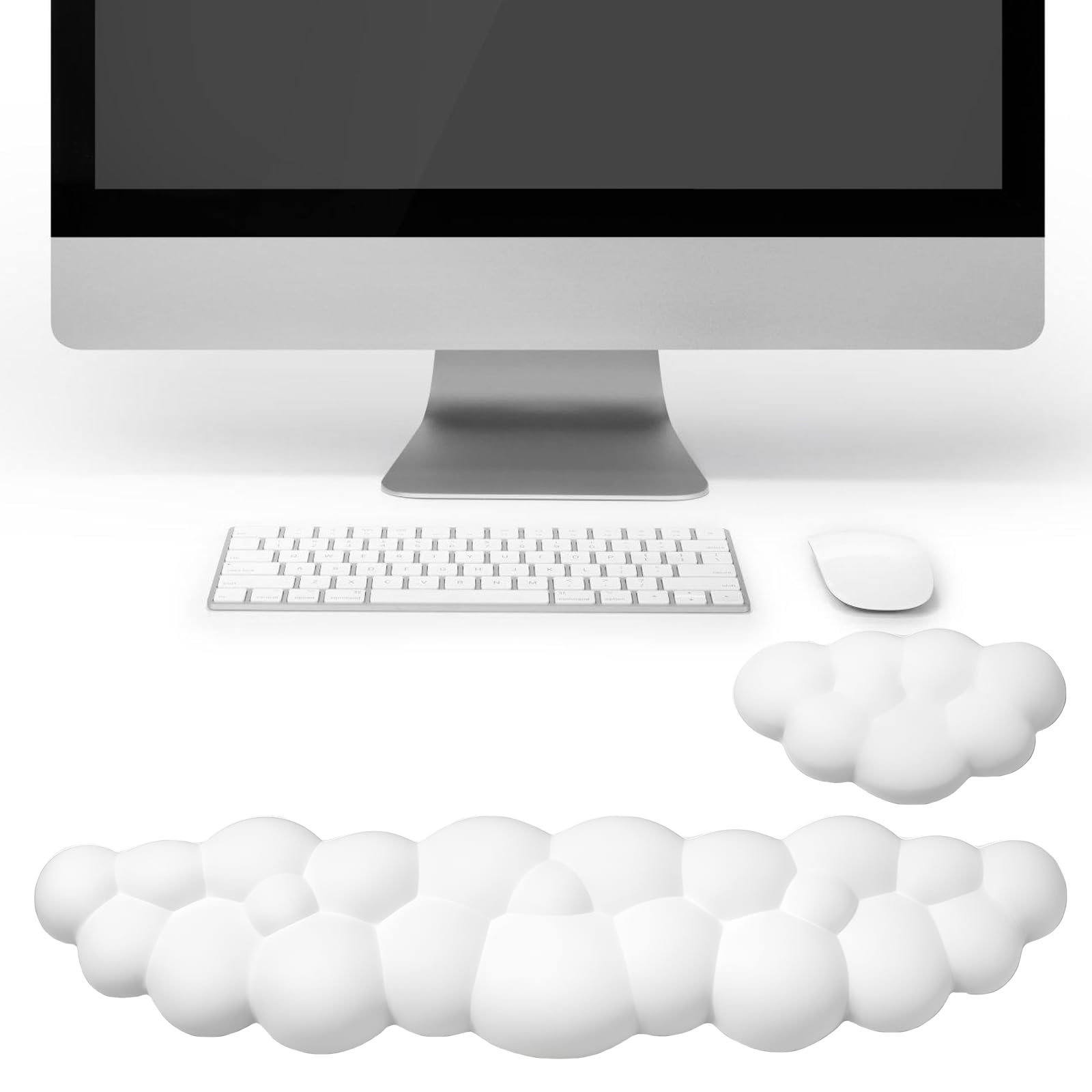 Nuvola Tastiera, Poggiapolsi Bianco Nuvola, Set Tastiera e Mouse con Poggiapolsi Ergonomico in Pelle PU Morbido Cloud