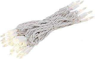 Novelty Lights 13.5 Feet 35 Bulb Clear Mini Light String on White Wire, Non-Connectable Incandescent Fairy Lights for Bottles and Crafts, 4" Bulb Spacing, 24" Lead, Stackable Fused Plug