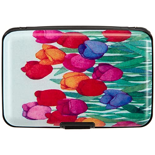 Kaabao Credit Card Holder, Metal Card Wallet Rfid Blocking Mini Slim Aluminum Business Hard Card Case For Women Men (Watercolor Tulips) #TOP1