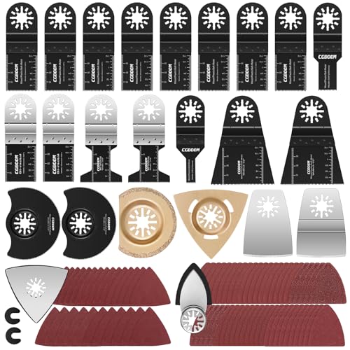 Sägeblätter Kit, CGBOOM 105 tlg aus Kohlenstoffstahl und Edelstahl Oszillierendes Zubehör Set Multifunktionswerkzeug für Fein Multimaster, Dremel, Bosch, Makita DTM51, Einhell