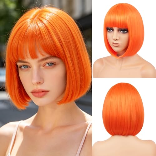 BATISI �I�����W �{�u �E�B�b�O �����p �V���[�g �{�u �X�g���[�g �E�B�b�O �t���b�g�o���O ���� �R�X�`���[�� �R�X�v�� �f�C���[ �p�[�e�B�[ �l�I�� �E�B�b�O 12�C���`