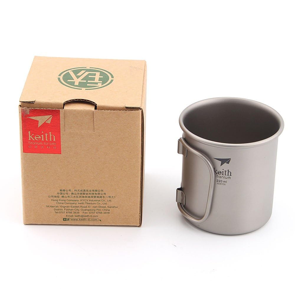Keith Ti3200 Outdoor Pieghevole Titanio Acqua Tazze Drinkware Campeggio Tazze Senza Coperchio Ultralight Portatile Outdoor Travel Mug 40g 220ml