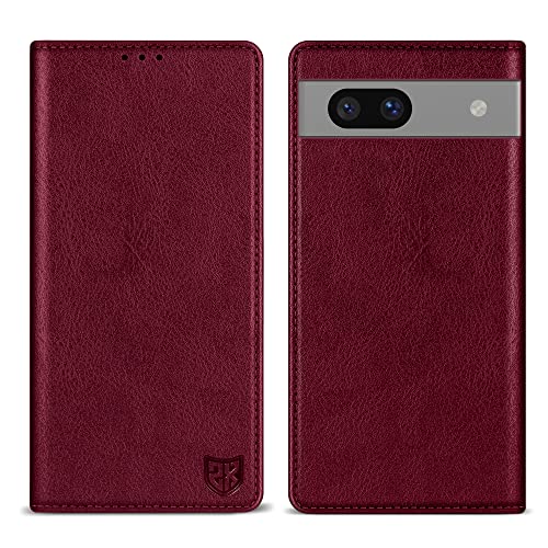 ZZXX for Google Pixel 7a Wallet Case Strong Magnetic 6.1 inch,Wine Red - image 1