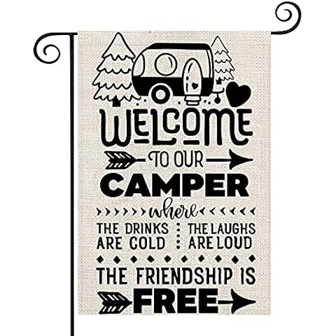 ZJXHPO WELCOME TO OUR CAMPER Garden Flag (Welcome to camper) Cover