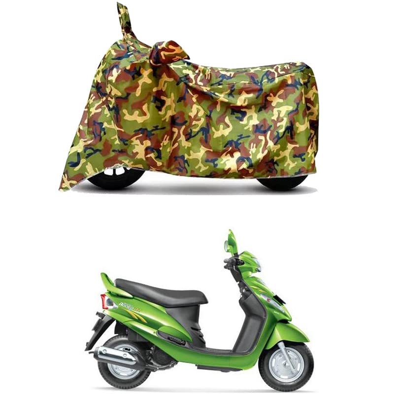 Image of Waterproof 100% PVC Coated Full Bike Scooty Two Wheeler Body Cover Compatible for Mahindra Rodeo RZ /UV-Rays /Heat Protection /Birds Dropping /Scratchproof /Dust Proof [6X6 Jungle Print]