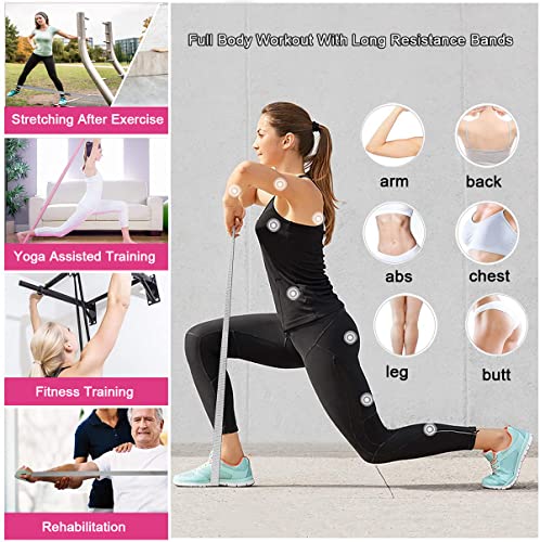 Image of 6 Pcs Fabric Booty Bands & Long Resistance Bands for Workout Butt and Legs Pull Up Exercise Elastic Stretch Bands Home Gym Fitness Equipment