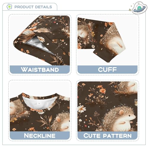 JUNZAN Cute Hedgehog Brown Big Girls Hoodie Sweatshirt Long Sleeve Outerwear for Kids Athletic 4T3