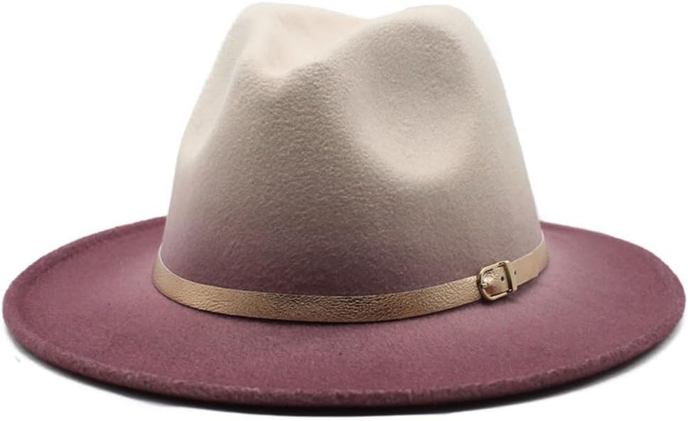 Wide Brim Fedora Hat with Leather Band, Two-Tone Brown, Classic Western Style