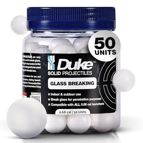 Duke Kinetic Projectiles - 68 Caliber Projectiles Self Defense Balls, Hard Plastic Balls Compatible, Non Lethal for Training - 50 Count