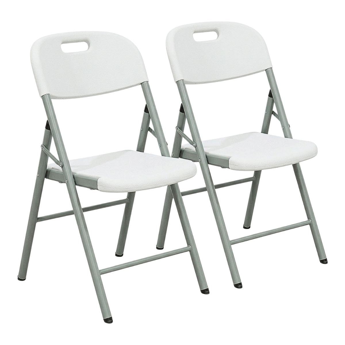 Zestaw 2 białych krzeseł składanych 45,5 x 51 x 85 cm Wzmocnione tworzywo sztuczne Krzesło pomocnicze Indoor/Outdoor Garden Recution Camping