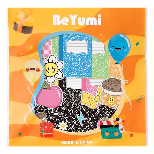 BeYumi Back to School Happy You are Here Bulletin Board Set Colorful Composition Notebook Cutouts Pencil Apple Smile Face Flower Black Border Trims School Kindergarten Classroom Chalkboard Wall Decor - Image 6