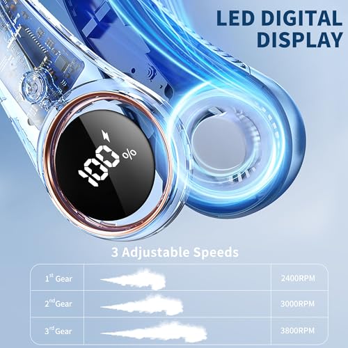 Image of Personal Cooling Portable Neck Fans - USB Rechargeable,360 Free Rotation & Lower Noise Bladeless Battery Operated Design with 3 Speeds Duration 48 hrs, Small Neck Air Conditioner(white)