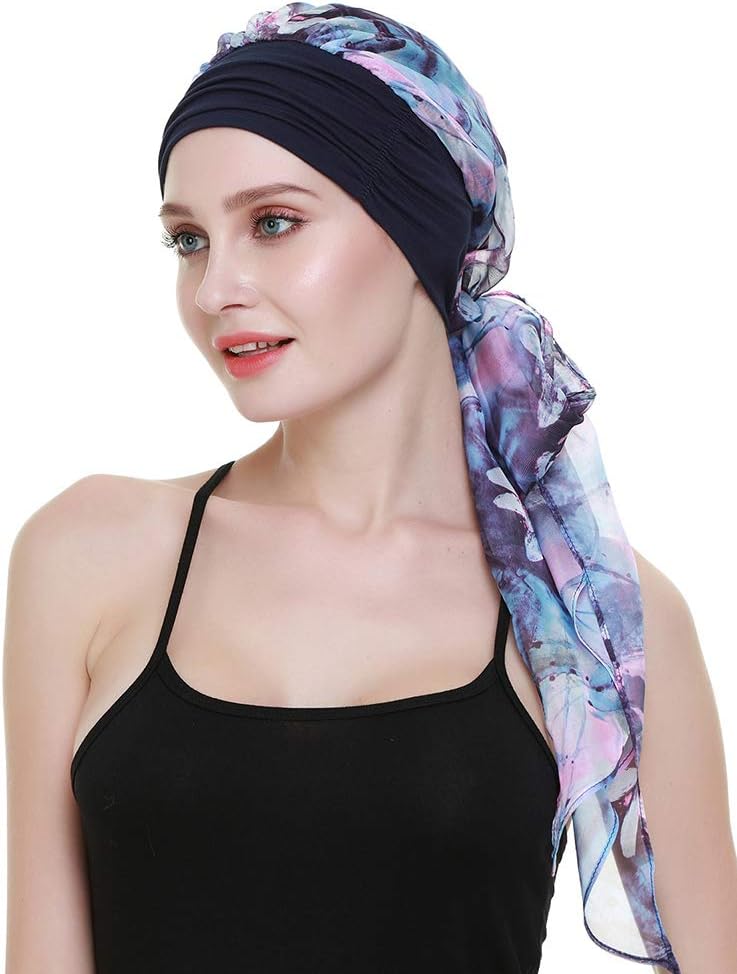 FocusCareChemo Headwear Turbans for Women Long Hair Head Scarf Headwraps Cancer Hats
