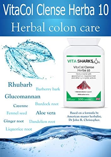 VitaCol Cleanse & Clear Herba 10 | Natural Stool Softening Vegan Colon Detoxifying & Bowel Cleansing Formula. 10 Kosher, Herbal Ingredients for Faecal Regularity & Relieve Constipation