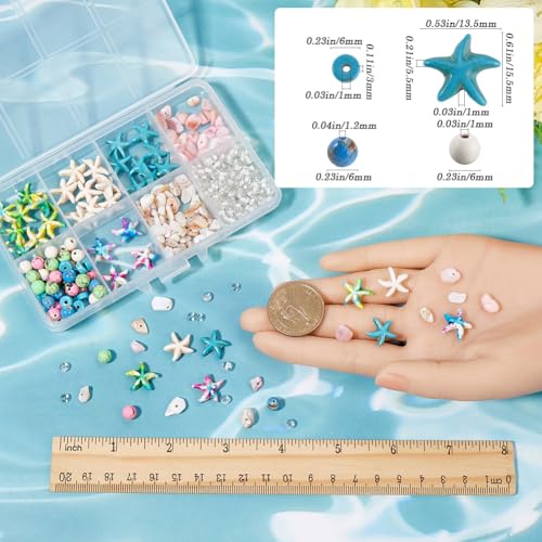 Kit fabrication de bracelets de mer avec 200 perles d'étoiles de mer bleues