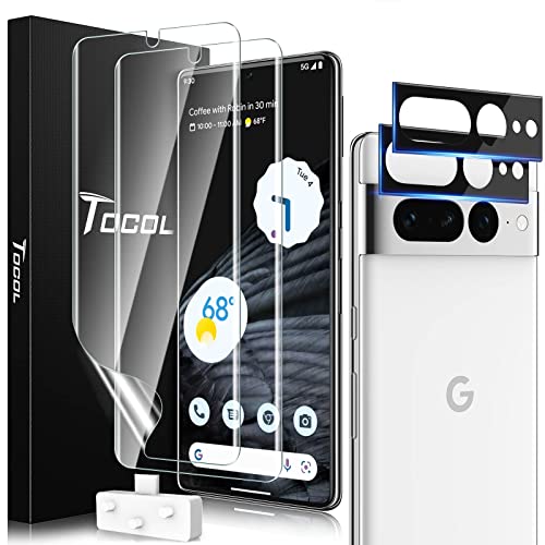 Image of TOCOL 2+2 Pack for Google Pixel 7 Pro Screen Protector -2 Pack Screen Protector (TPU) & 2 Pack Glass Camera Lens Protector, Soft TPU Screen Protector for Pixel 7 Pro, Self-Healing, [Alignment Kit]