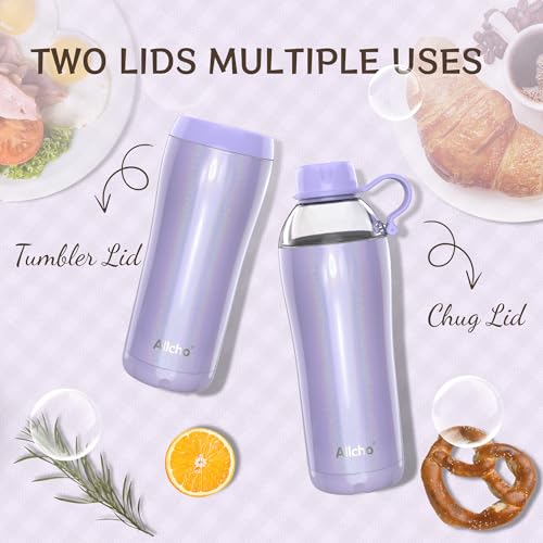 Image of 2-in-1 Vacuum Insulated Steel Water Bottle, 18 oz, Leak-proof Design, BPA-free, Compatible with Cup Holders, Dishwasher Safe, Durable Stainless Steel Material, 2 Lid Options, Straw Included