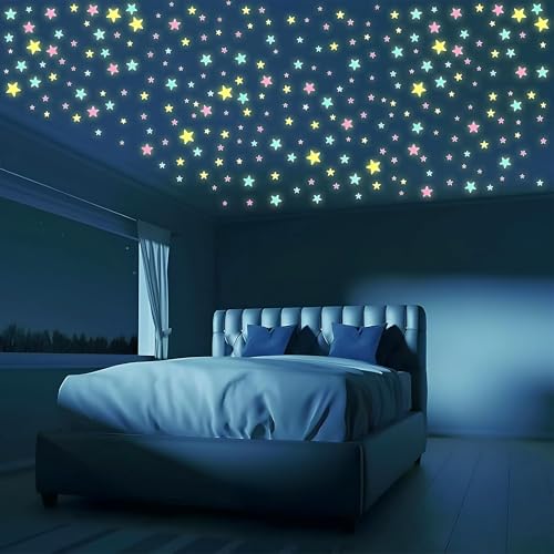 Image of Party Propz Glow in Dark Stars Radium Wall Sticker - Pack of 100 Pcs, Wall Decor Stars Radium Sticker for Kids Room & Bedroom | Night Glow Decorative Wall Sticker