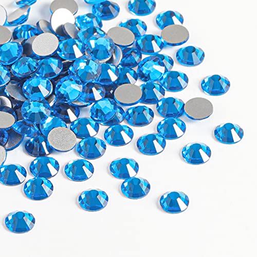 Image of Beadsland 2880pcs Flat Back Crystal Rhinestones Round Gems for Nail Art and Craft Glue Fix,Capri Blue,SS8,2.3-2.5mm | Flatback Glass Gems, 2.3-2.5mm, for Nail Art Craft, Glue Fix