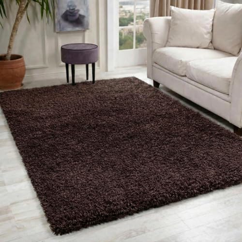 Image of Serdim Rugs Living Room Shaggy Area Rugs, Polypropylene, Brown, 80x150cm(2'6"x5'0)