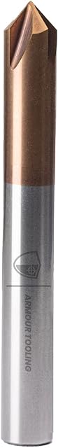 ARMOUR TOOLING - 4 Flutes Carbide Chamfer End Mill 6mm (1/4 inch) Shank V Groove Router Bit for CNC v bit Carving and Chamfering & Deburring (90 Degree) Suitable for a wide range of materials