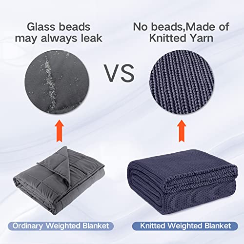 Guohaoi Knitted Weighted Blanket for Adults (Dark Grey 50"x75" 15lbs) No Beads Cooling Throw Blanket for Hot Sleepers, Home Decor Breathable Chunky Knit Heavy Blanket Use on Full Size Bed