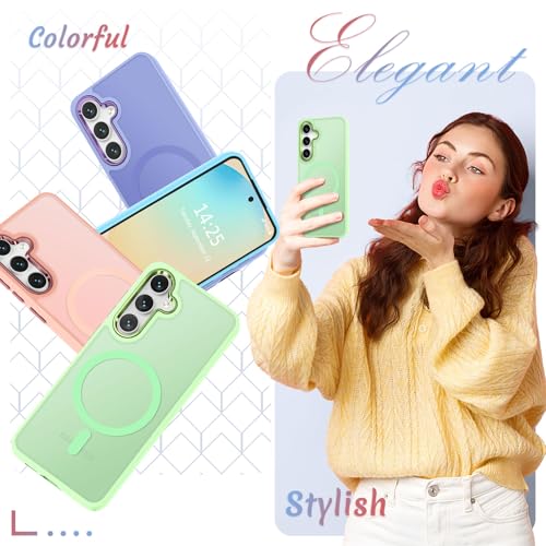Image of for Samsung Galaxy S24 FE Case, Matte Magnetic Phone Case with 1 Screen Protector, Support for Magsafe, Translucent Frosted Slim Shockproof Protective Cover for Samsung Galaxy S24 FE, Mint Green | Matte