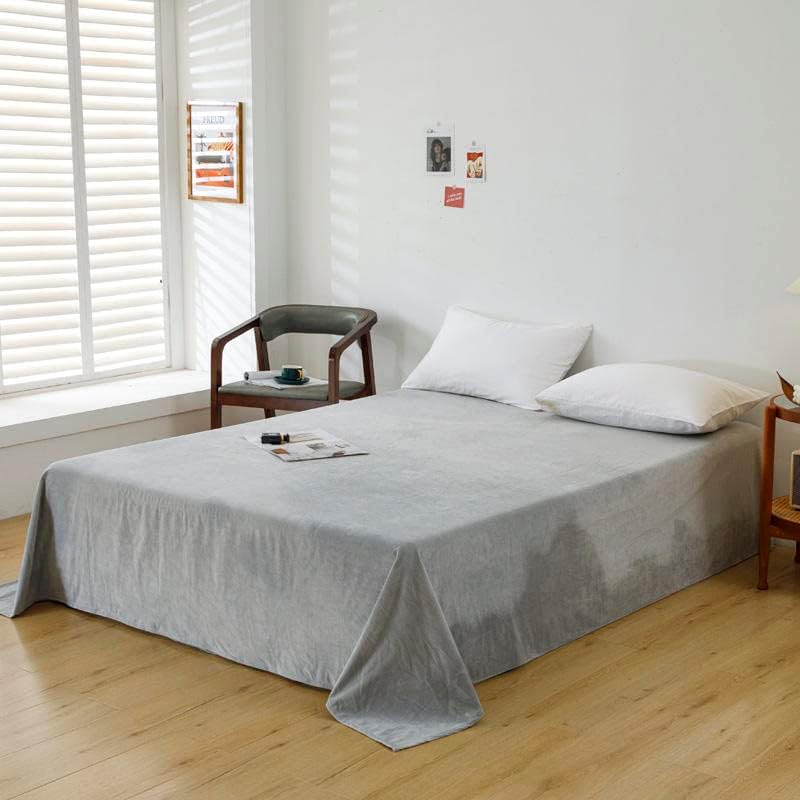 Warm Velvet Fleece Bedding Flat Sheet Lightweight Bed Blanket, Queen, Light Grey