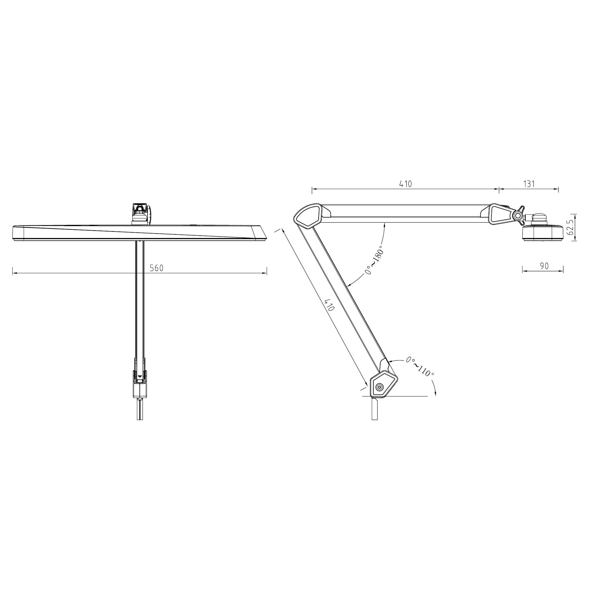 SEMPLIX LED Arbeits-Tischlampe weiß (324 LED/dimmbar in 5 Stufen/Tischklemme)