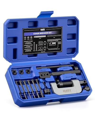 Orion Motor Tech Motorcycle Chain Rivet Tool 20pc Motorcycle Chain Tool Kit with Powder Coated C Frame 5 Pins Pre-Press Cap Pro Bike ATV Motorcycle Chain Breaker Removal Tool for 25 to 630 Chains