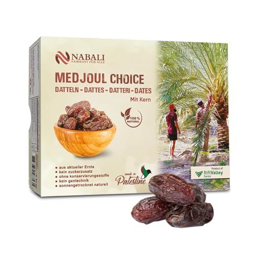 NABALI FAIRKOST FÜR ALLE Medjoul - Medjool Datteln Choice I - 100% natürlich aromatisch frisch orientalisch soft I honigsüß & karamellig I Herkunft: Palästina I (5KG)