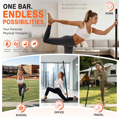 GHCTFE Adjustable Yoga Stick for Stretching & Balance, Upgraded Workout Pilates Equipment for Back Posture Corrector, 4-Section Steel Mobility Bar for Flexibility, Physical Therapy, Exercise Training by GHCTFE - Image 5