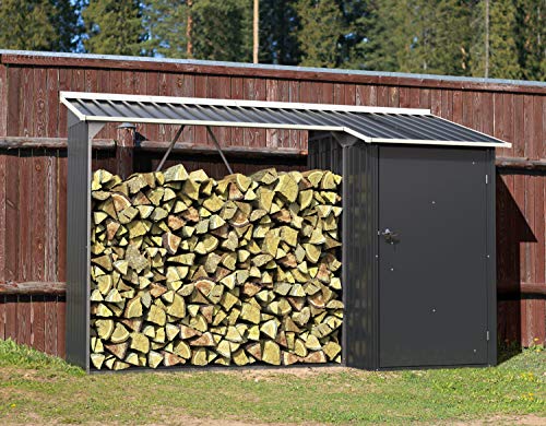 Duramax Metallgerätehaus Kaminholzregal mit Aufbewahrungsschrank anthrazit – Bild 3