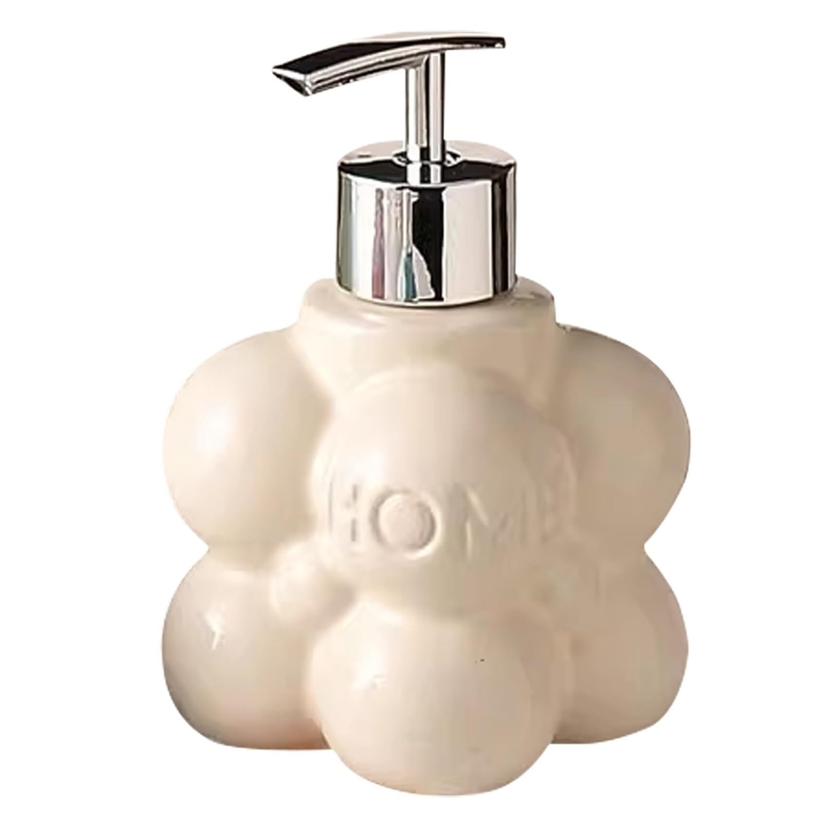 Qyleee Beige Hand Hand Soap Dispenser 10Oz Square Ceramic Liquid With Silver Pump Stylish Bathroom Dish For Bathroom(Beige)