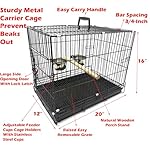 Durable Easy Portable Collapsible Metal Travel or Veterinary Collapsable Parrot Bird Carrier Beaks-Proof Easy Clean Carrier Cage with Stainless Steel Feeder Bowls Natural Wooden Perch - Image 2