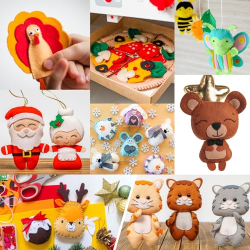Image of XSEINO 12 Rolls 8 inchx35 inch(20.5x90cm) 1.4mm Thick Soft Felt Fabric Sheet 12 Assorted Colors Felt Pack for DIY Craft Sewing Squares Nonwoven Patchwork