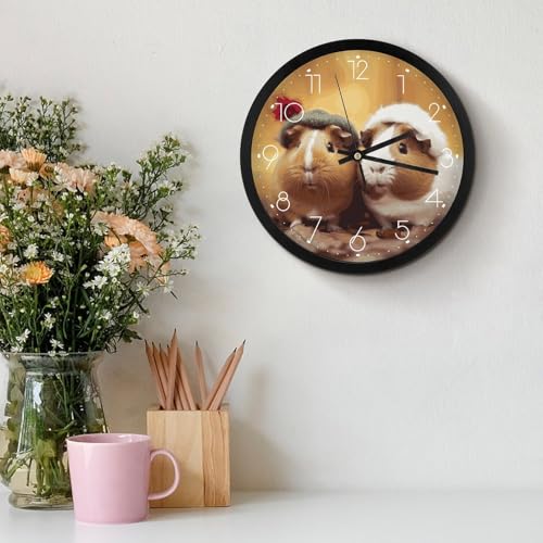 Horloge murale à piles cochon d'Inde, cadeau déco salon
