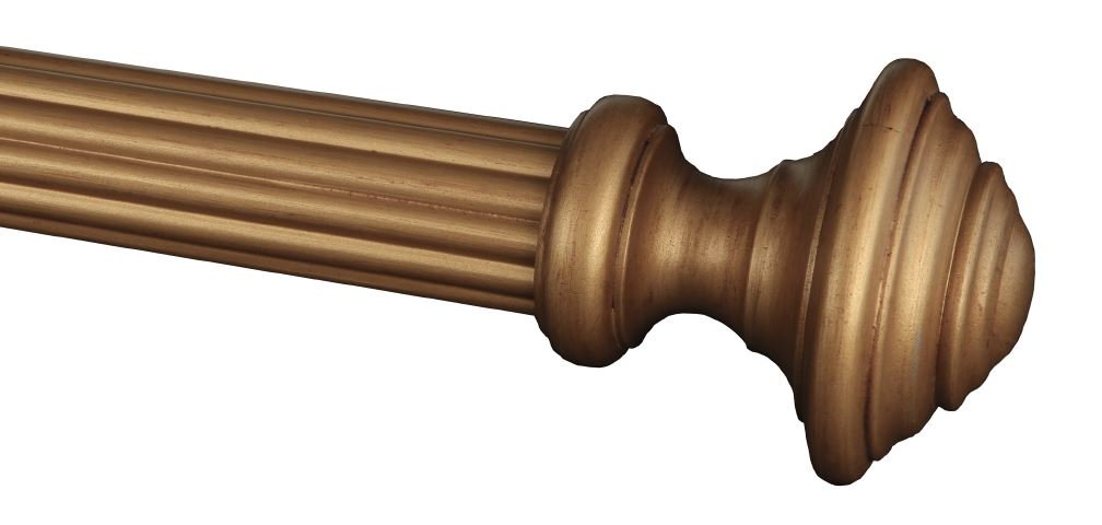 Drapery Curtain Wood Finial for 2" Diameter Drapery Rod - Gold - Set of 2