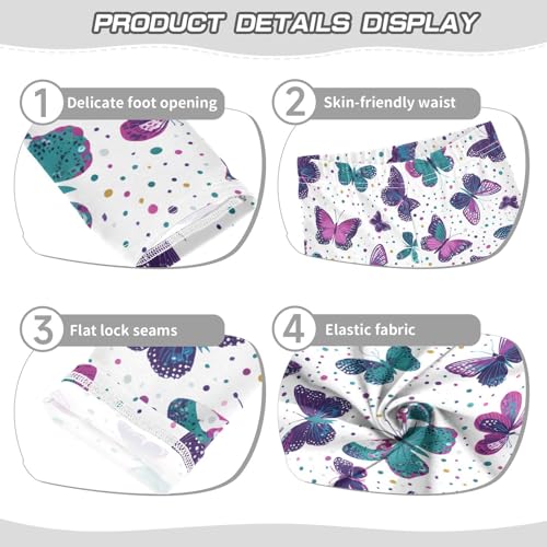 Colorful Butterfly Polka Dot Girls Leggings Ultra Soft Compression Yoga Gym Pants for Kids 4-10T3