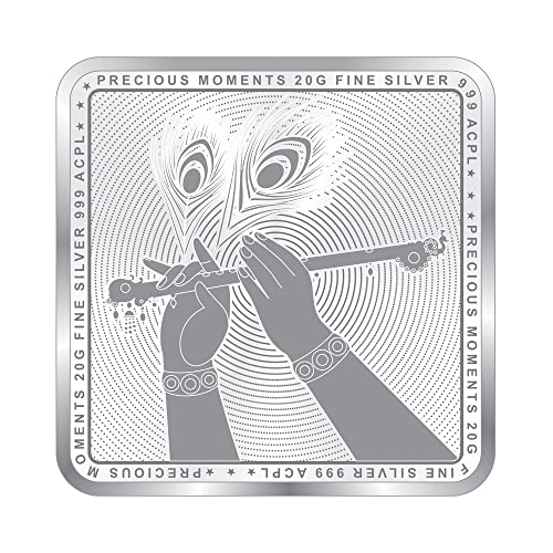 Image of Precious Moments Radha Krishna Silver Coin 10 Gram | 20 Gram | 50 Gram | 100 Gram BIS Hallmarked Round Square Flower Shaped 999 Purity with Gift Box by ACPL
