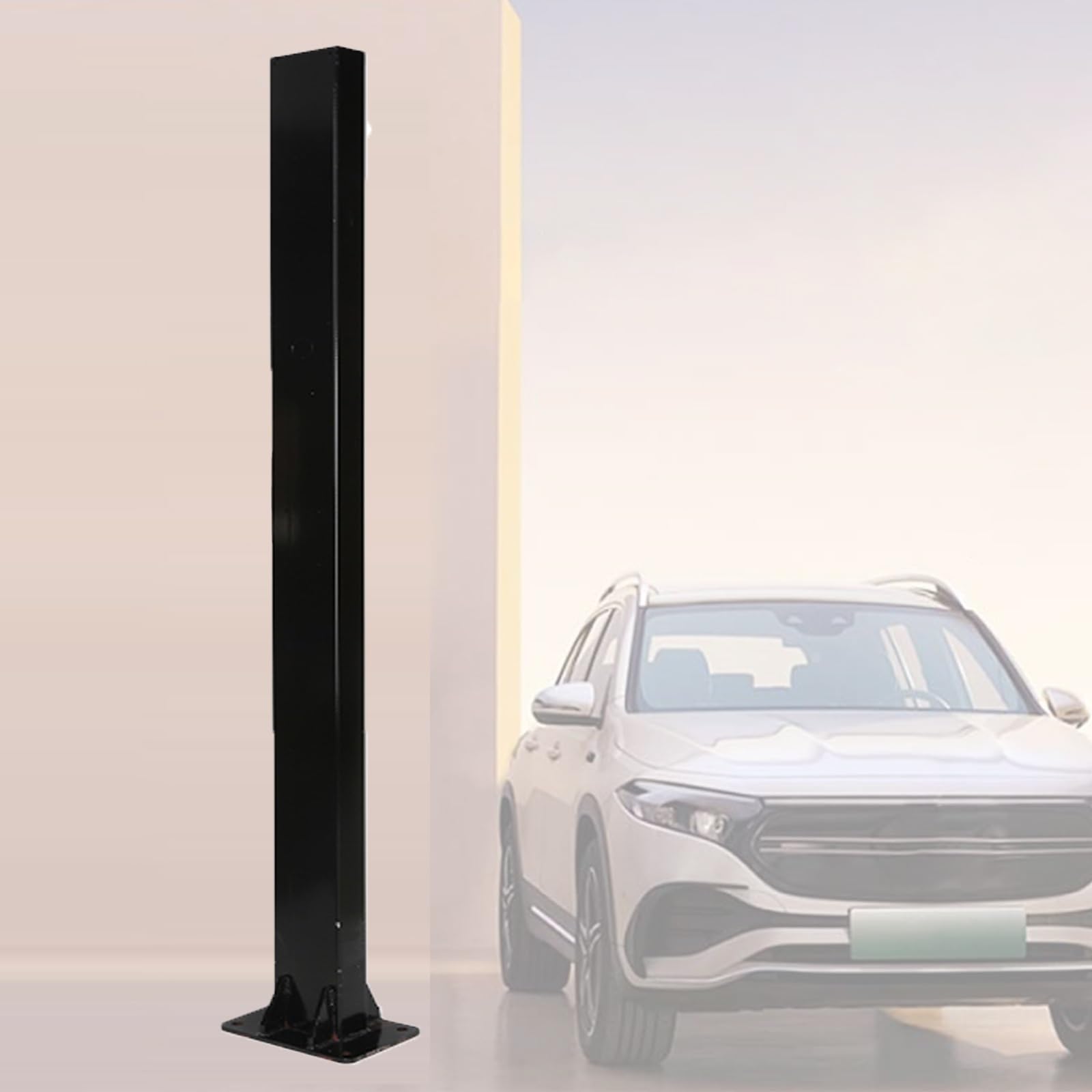 Borne de recharge extérieure support 150 cm véhicule électrique noir