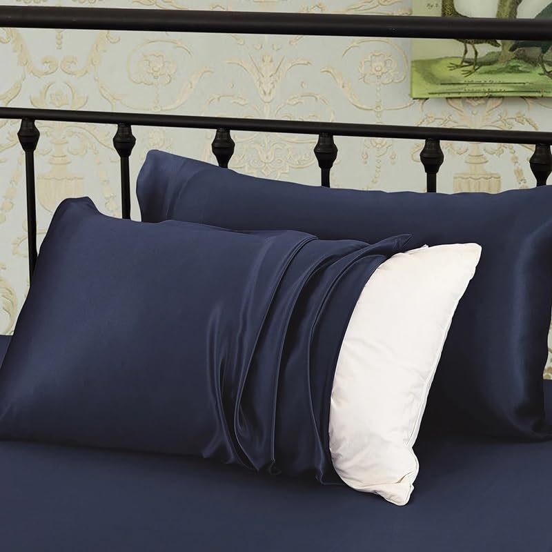 Taie d'oreiller en soie et satin 50x75cm avec fermeture éclair laconique