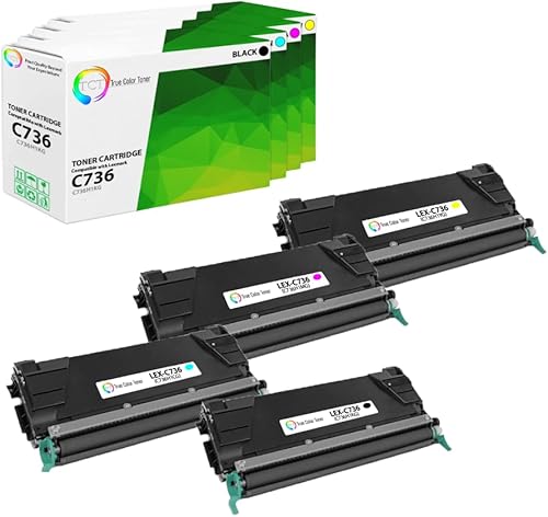 TCT Cartucho de tóner de repuesto prémium compatible para Lexmark C736 C736H1KG C736H1CG C736H1MG C736H1YG de alto rendimiento funciona con