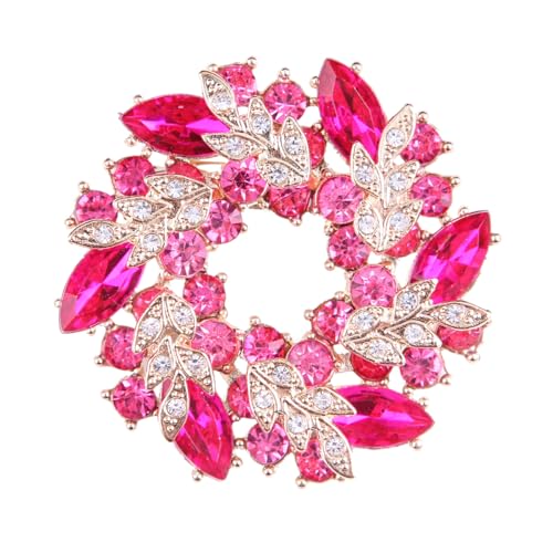 Image of Rhinestone Flower Brooch for Women Crystal Wreath Brooch Pin Stylish Big Flower Brooch Rhinestone Crystal Bauhinia Flower Wreath Brooch Elegant Clothing Hat Bag Accessories Christmas Wedding Bridal Birthday Jewelry
