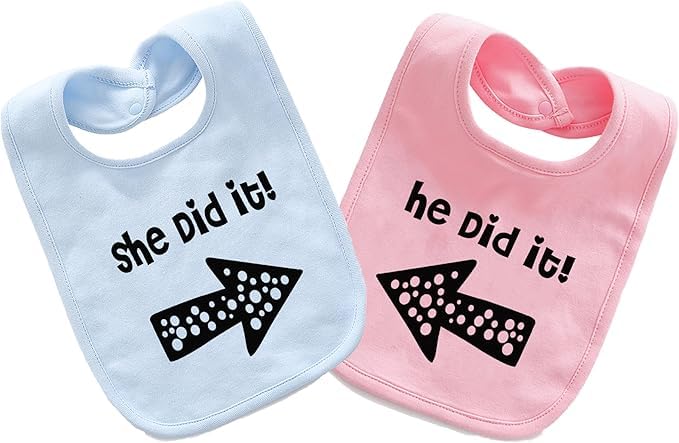 culbutomind Baby Twins Bibs He/She Did It Newborn Baby Toddler Cute Unisex Bibs Infant Twin Outfits(pink blue)