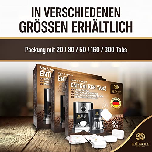 Coffeeano 50 Entkalkungstabletten für Kaffeevollautomaten und Kaffeemaschinen. Entkalkungs-Tabs für Delonghi, Siemens, EQ-Serie, Jura, Krups, Bosch, Miele, Melitta, WMF uvm.
