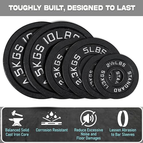 FK Sports Olympic Weight Plates, 2" Cast Iron Weights, Barbell Plates 2.5kg, 5kg, 10kg, 15kg, 20kg, 25kg, Durable Weight Plates for Home Gym & Fitness, Weight Set, Sold in Pair (C) 2 X 10KG) - Image 6