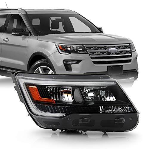 AKKON - Fits 2016-2018 Ford Explorer Sport Model LED Bar DRL Black Headlights Replacement - Right Side