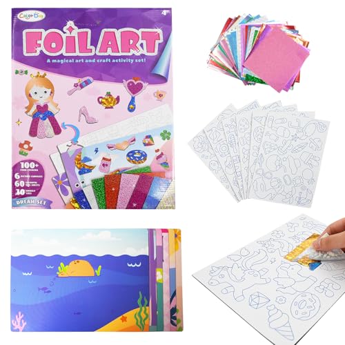 Coriver Foil Art Fun Kit, Paper Art Set, Arts Crafts for Kids, Activity Creative Travel Toys, DIY Crafts Gift for Easter Birthday Christmas 4+ Girl Boy Coriver Foil Art Fun Kit, Paper Art Set, Arts Crafts for Kids, Activity Creative Travel Toys, DIY Crafts Gift for Easter Birthday Christmas 4+ Girl Boy
